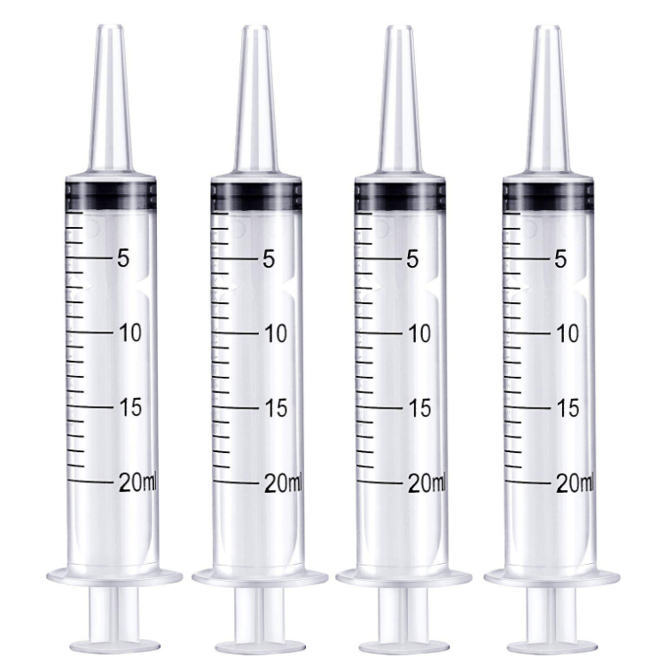 4 Pack Large Plastic Syringe for Scientific Labs and Dispensing Multiple Uses Measuring Syringe Tools (20 ml)