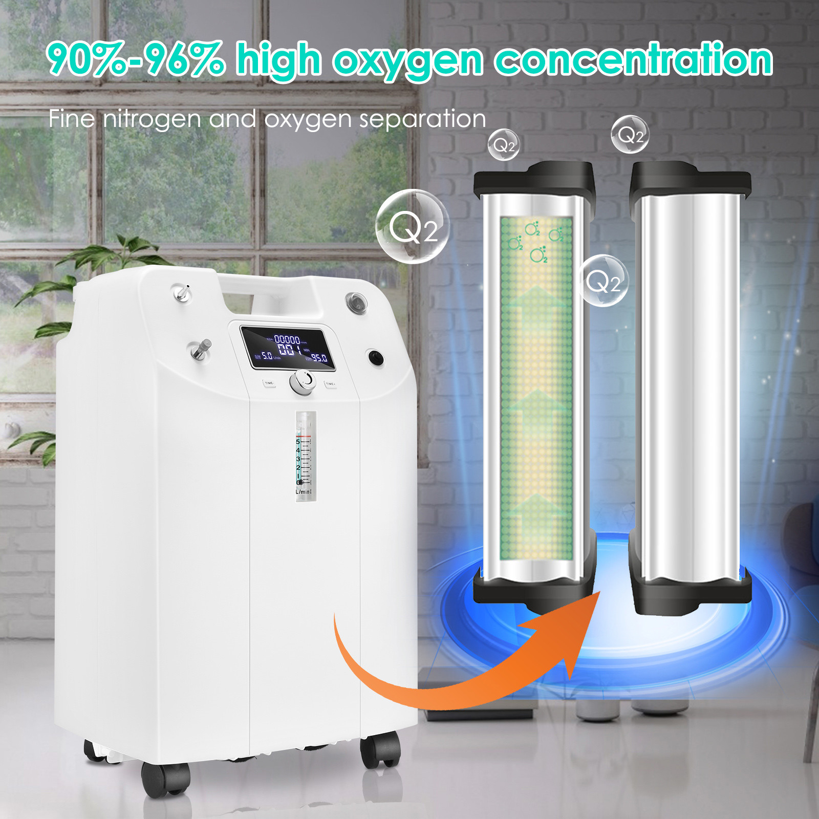 5Liters 70KPa Medical Portable Oxygen Concentrator High Purity