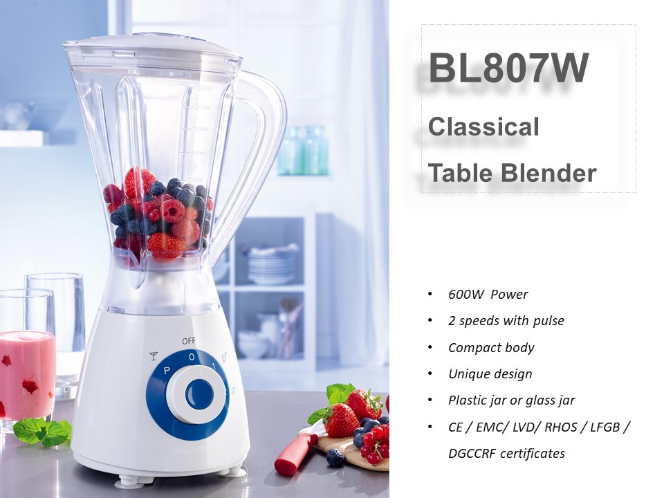 600W 1.5 L BL807 Plastic / Glass Jar Food Blender