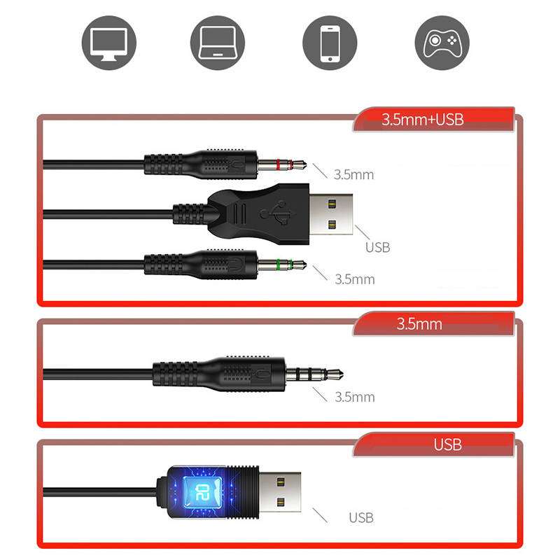 7.1 Surround Sound Wired PC Gaming Headphones USB 5V Wired Gaming Headset