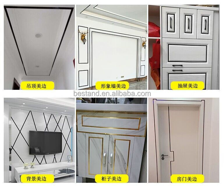 Decorative Self Adhesive Metallic Sticker Strip Waterproof TV Background Wall Border