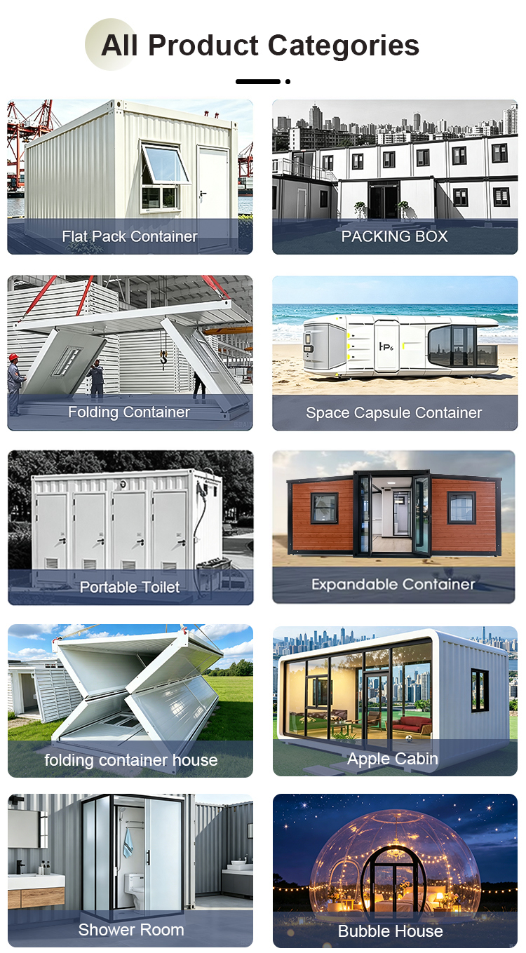 20&40ft Flat Pack Container House Custom Size Sandwich Panel Material Color Layout Modular Portable Office Building Camp Resort