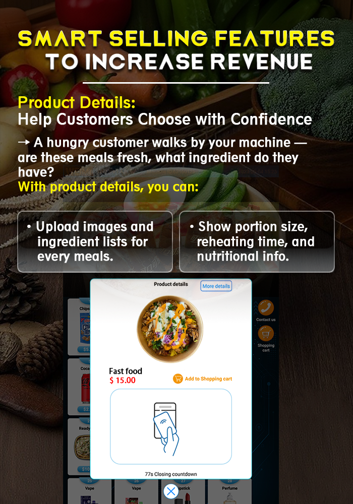 Durable Frozen Food Vending Machine with 21.5 Inch Touch Screen 24/7 Access and Wi-Fi 3G/4G SIM LAN Connectivity