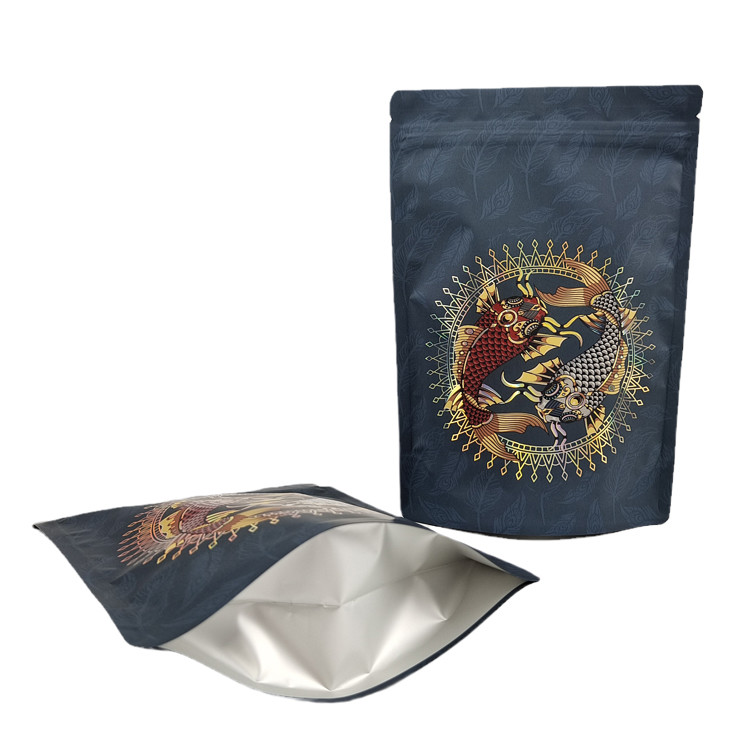 Low MOQ Custom Stand Up Zipper Coffee Pouch Aluminum Foil Resealable Mylar Bag for Protein Coffee Spice Powder