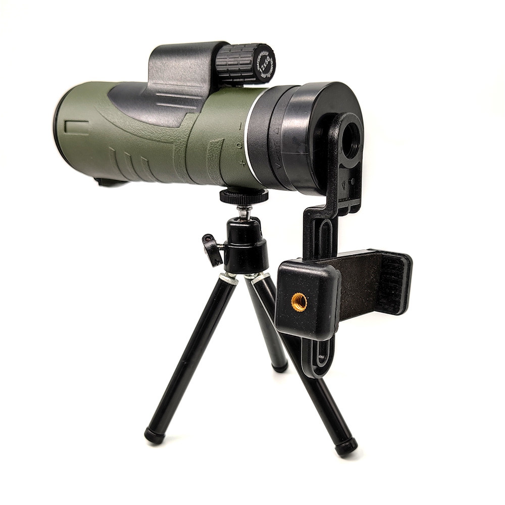 HD 12x50 High Power Monocular Telescope With Smartphone For Bird Watching