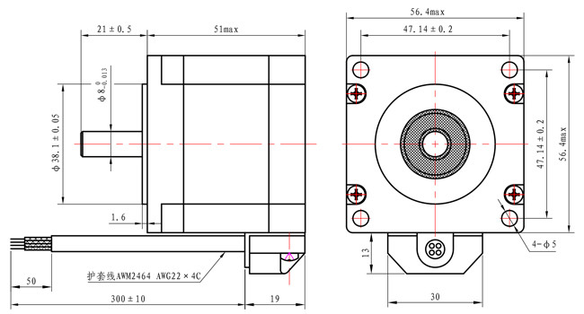 Casun Hybrid Waterproof Stepper Motor NEMA 23 51mm Body 1.16N.M For Smart Device
