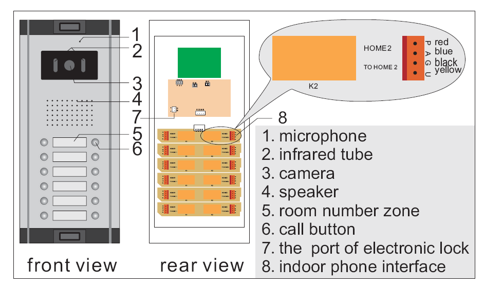 CK-102@ 7 Inch night vision screen color video door phone audio visual Intercom entry system