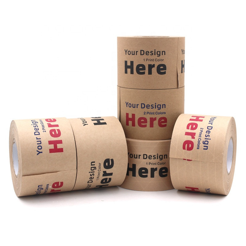 Strong Adhesive Custom Printed Kraft Tape Reinforced Brown Kraft Paper Tape