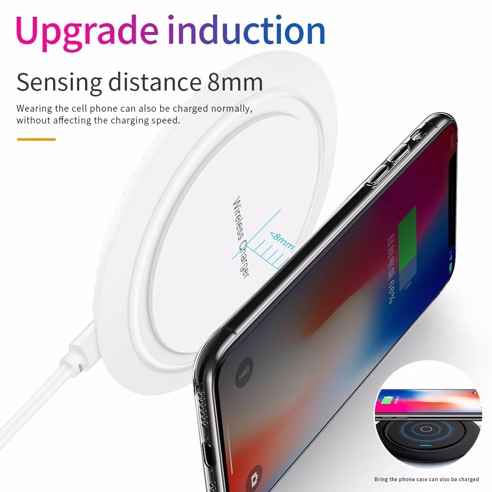 Lighting Qi Wireless Charging Station 5mm Portable Charger Cell Phone Charging Pad