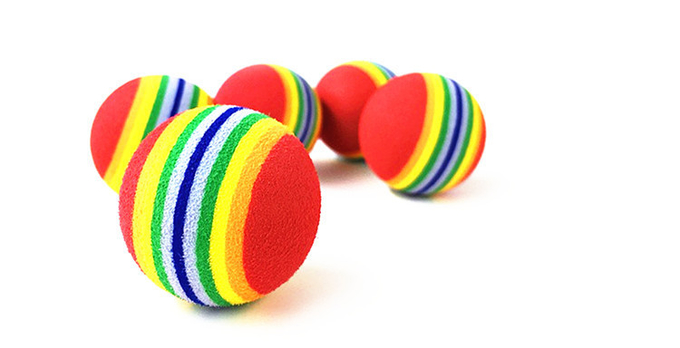 Interactive Elastic Material Rainbow Ball Pets Toy Silently Teasing Cats