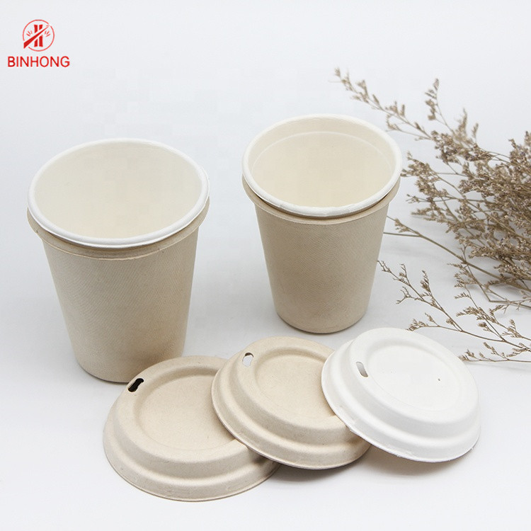 Natural Color Pulp Moulding Disposable Paper Cups Biodegradable 8oz