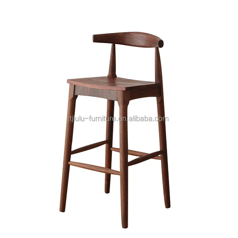 Popular Walnut Color Wooden Bar Stool for Solid Wood Dining Room Chair in Restaurant