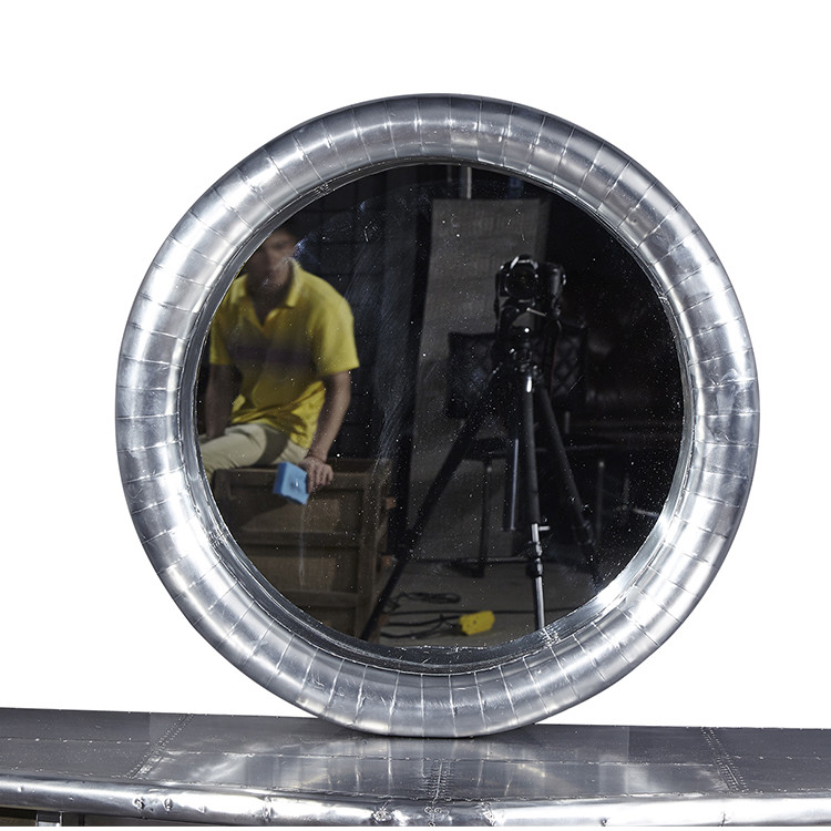 Round Antique Style Bathroom Mirror Aluminium Antique Look Wall Mirror