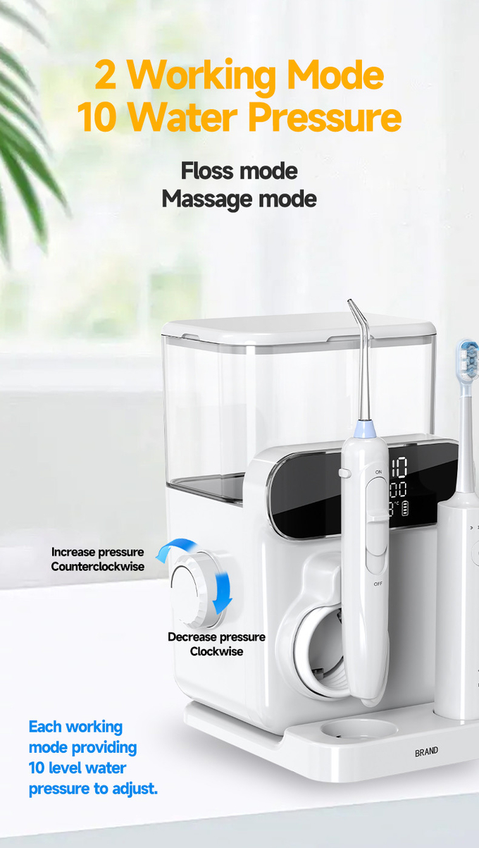 Electric Oral irrigator 1000ml Capacity 2 IN 1 Countertop Water Flosser with Toothbrush Combination