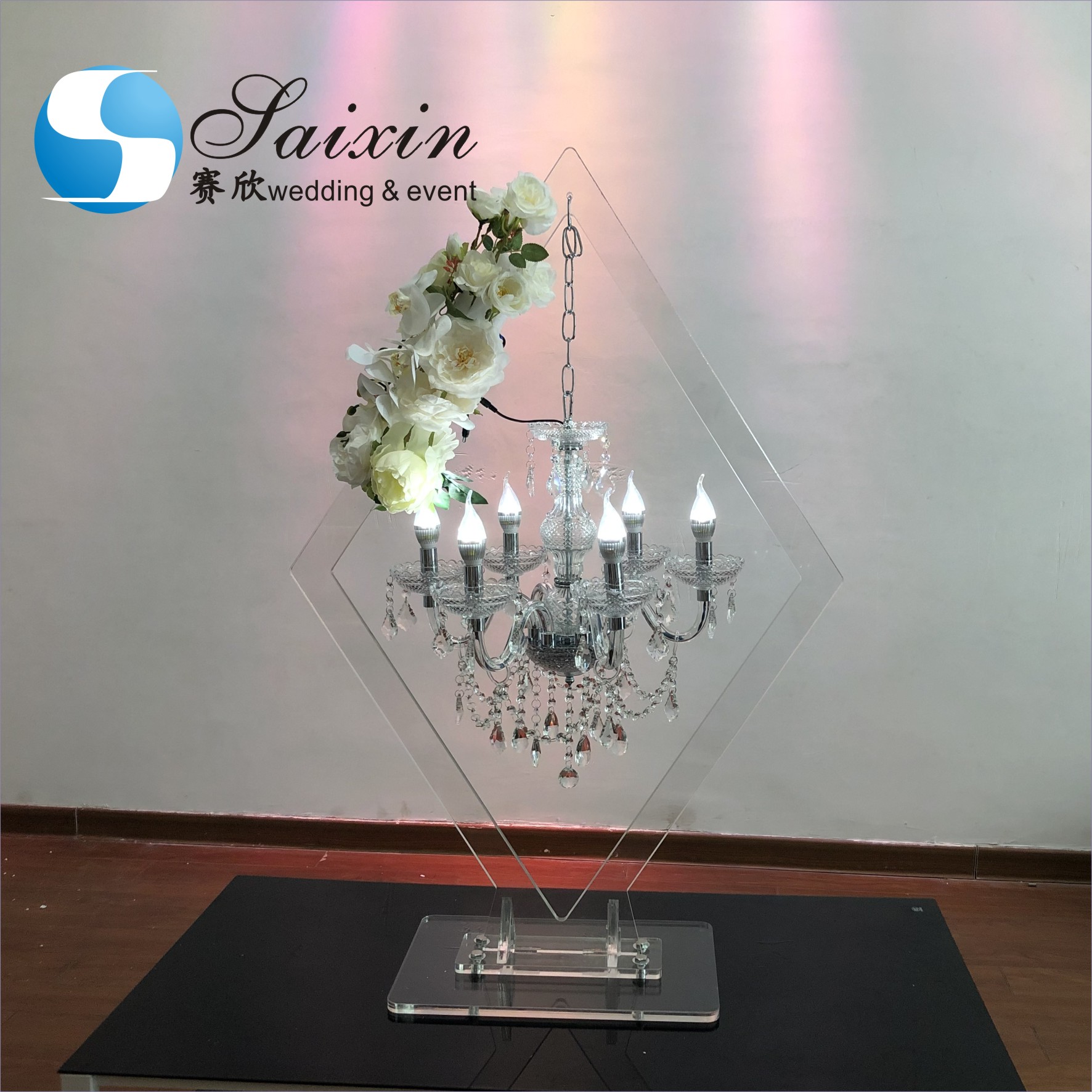 ZT-323H Hot sale luxury event decor centerpieces long base 10 holder crystal candlesticks