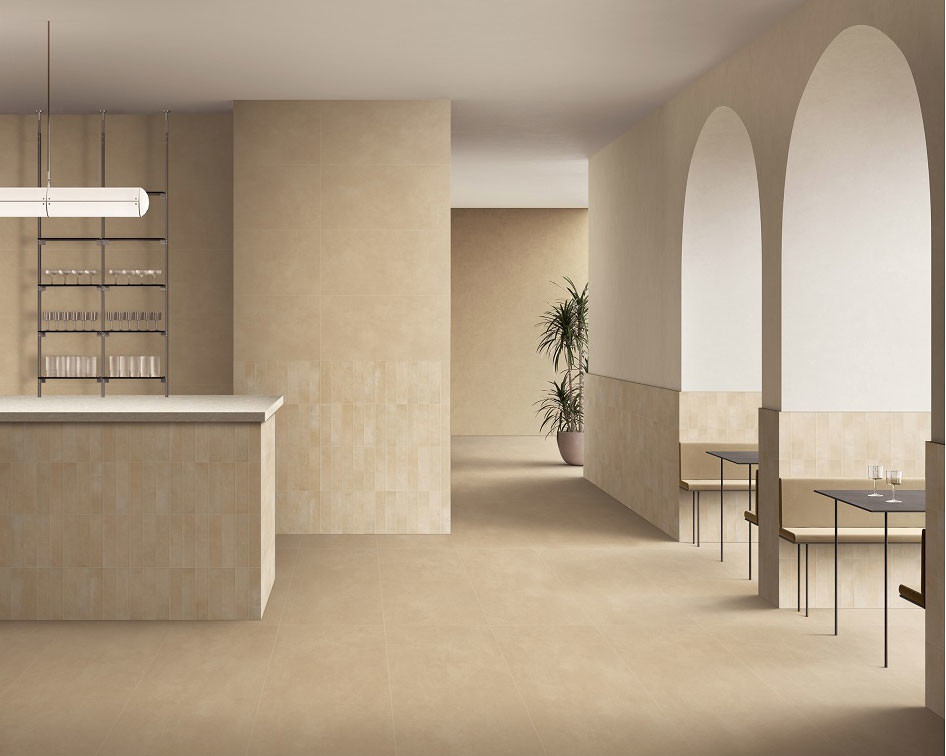 Light Yellow 40x80cm Baby Face Decorative Porcelain Wall Tiles For Bedroom And Shopping Mall