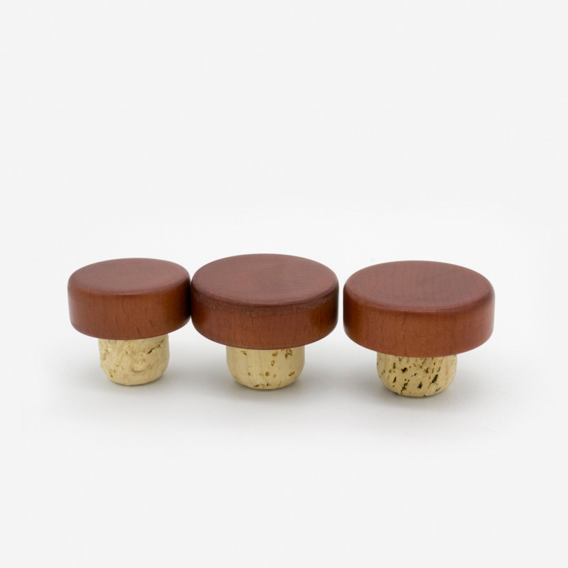 Wooden Stopper Made Out of Natural Solid Wood and Cork