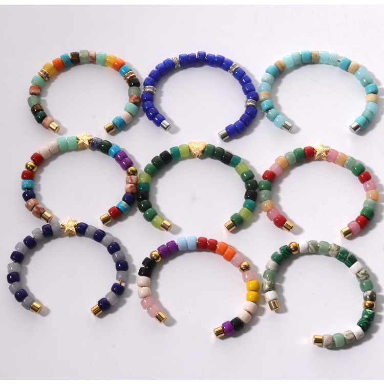 DIY Removable Bangles With Beads Red Imperial Stone 18k Real Gold Plated