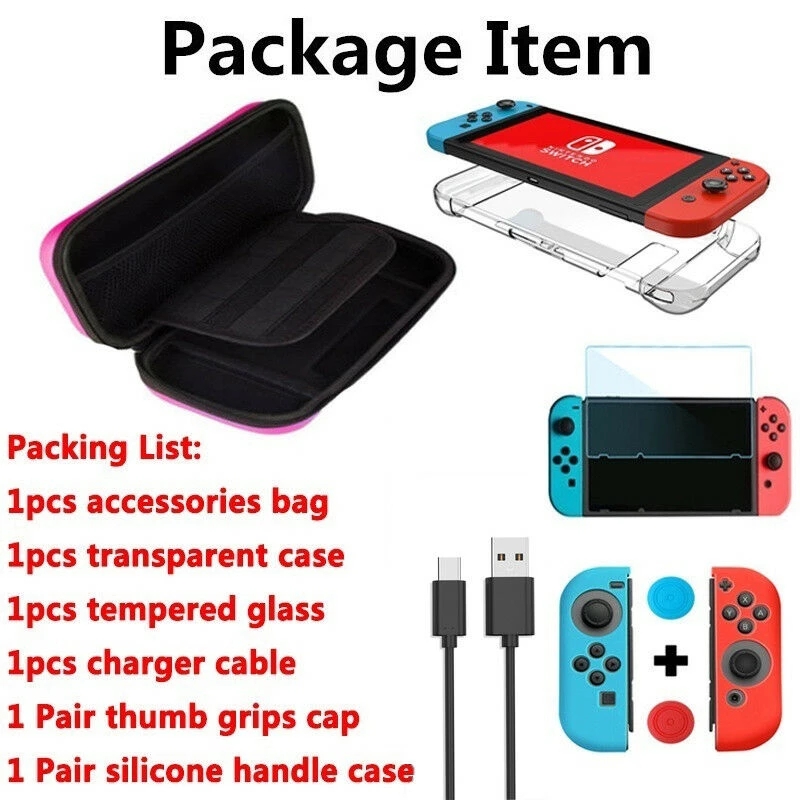 8 in 1 game accessory Set For Nintendo Switch Travel Carrying Case Accessories Kit Screen Protector Case Charging Cable