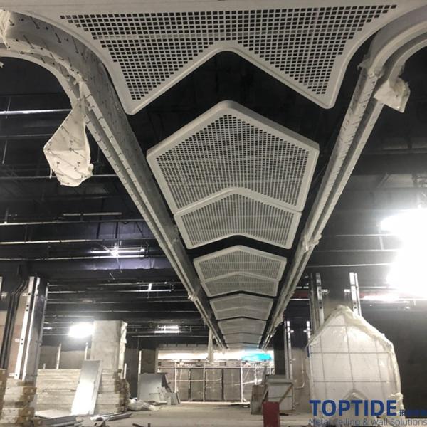 Square Punching Hanging Cloud Ceiling Board Special Design Customized White