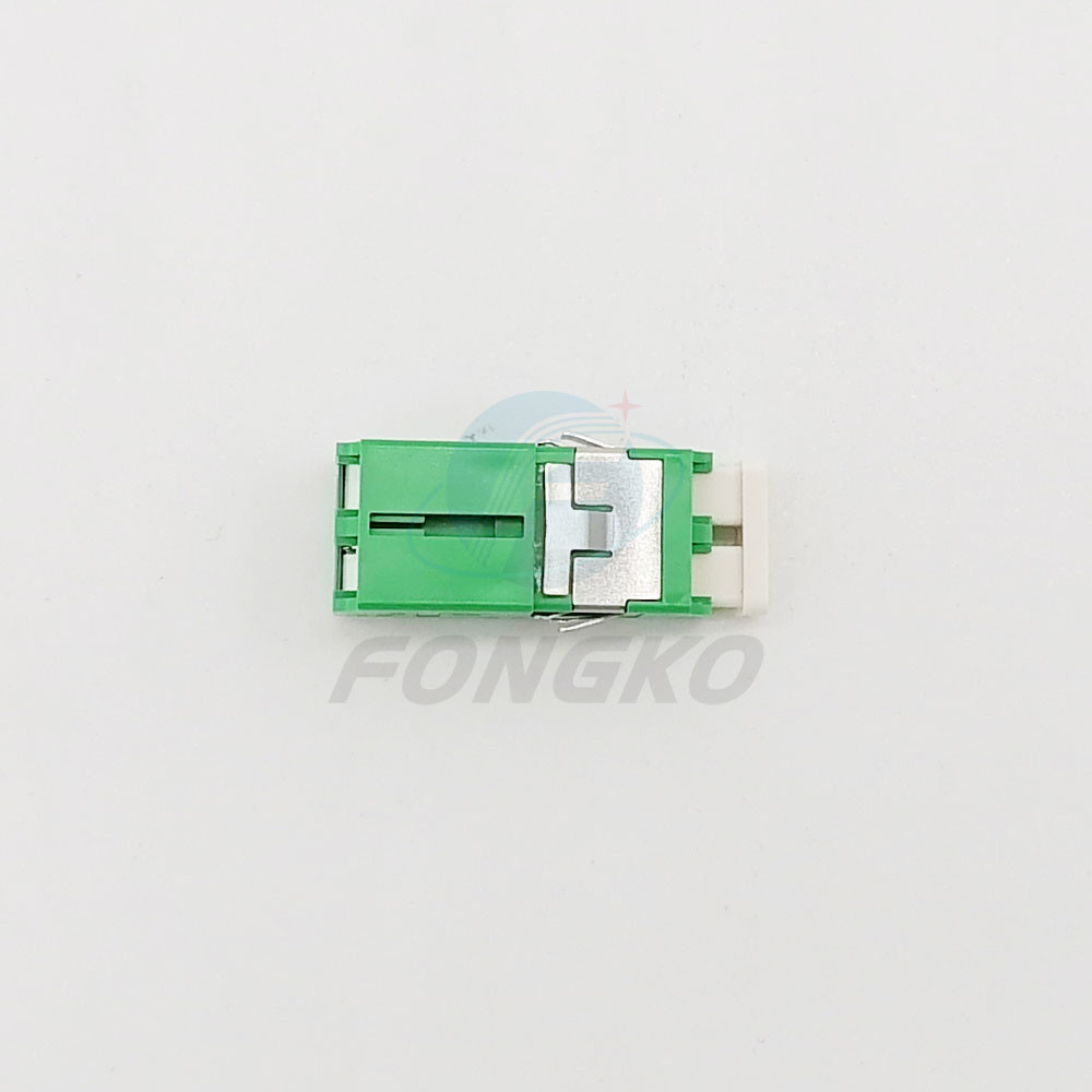 LC / APC Duplex Fiber Optic Adapter With Metal Shrapnel Single Mode