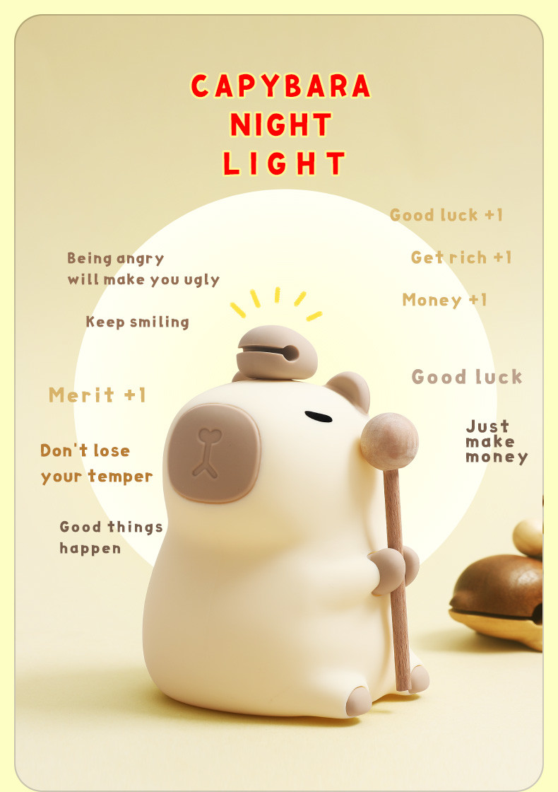 Cute Silicone Capybara Night Light Children's Nightlight Gift Usb Rechargeable Animal Silicone Night Lamp