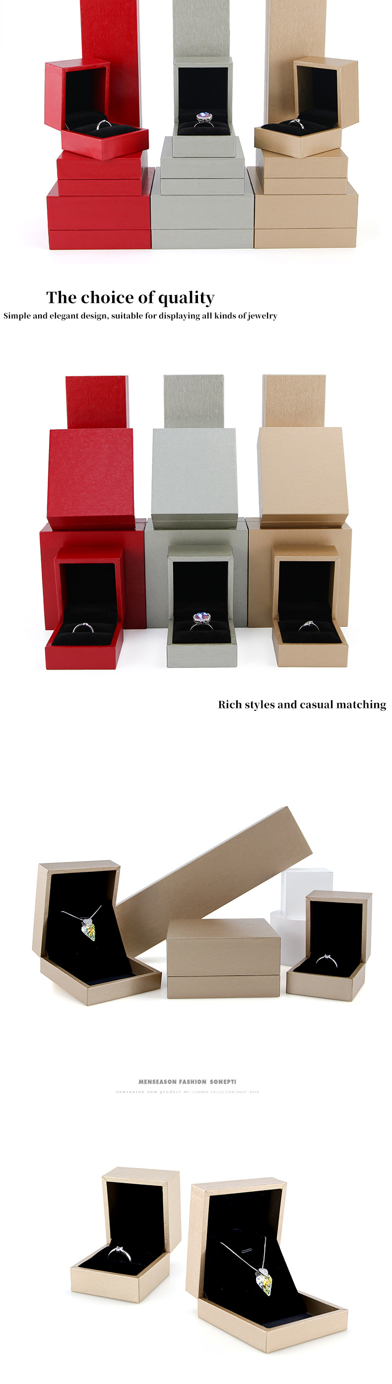 Customized Size Luxury Touch Cardboard Jewelry Packaging Box for Bracelet and Ring
