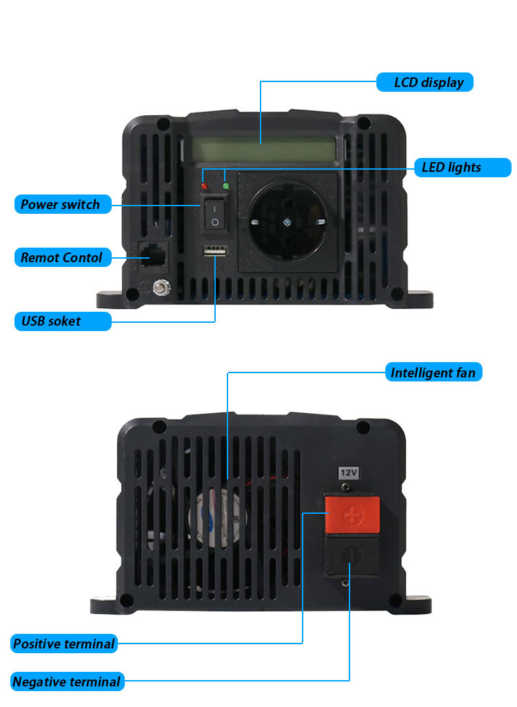 Pure Sine Wave Solar Power Inverter For Car 12V 24V 48V Dc To Ac 220v 1000 Watt