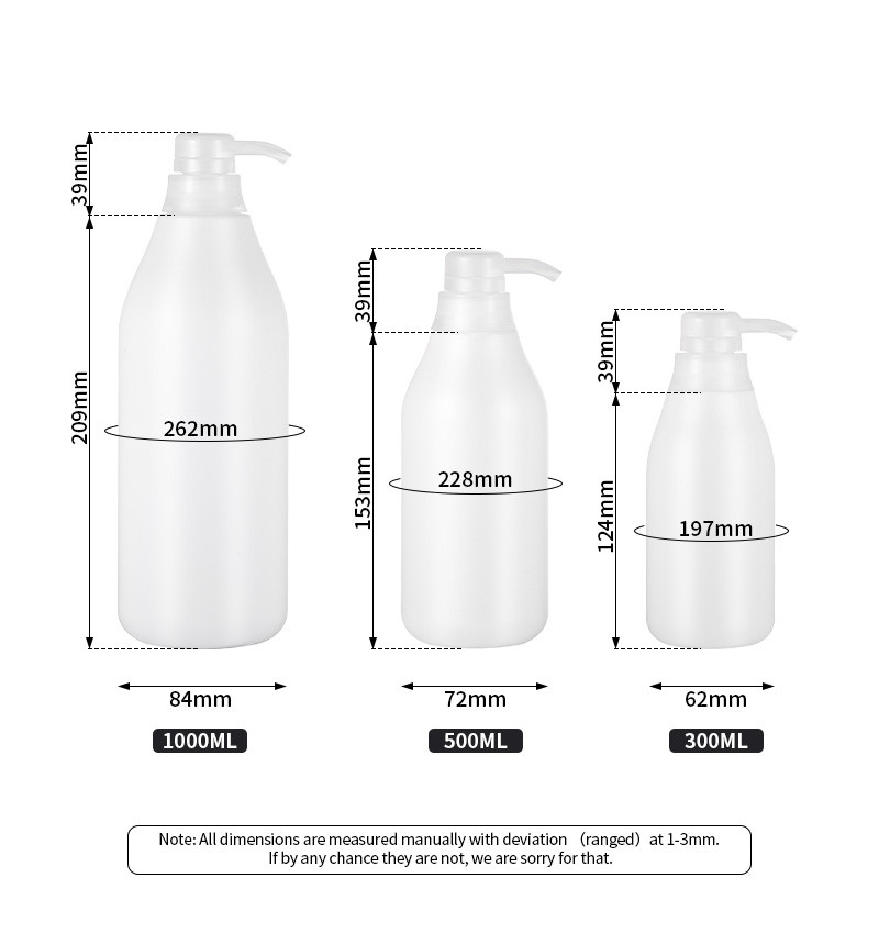 Round round lotion bottle With 39mm pump Multiapplication 300ml