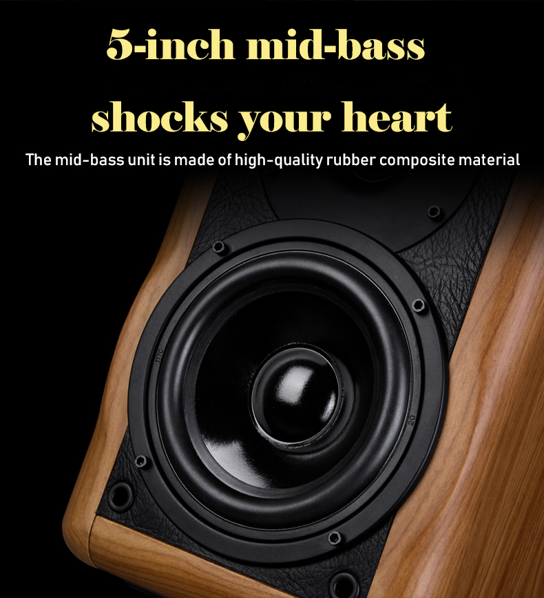 5 Inch Medium Bass Hi Fi Bookshelf Speakers For Indoor Home