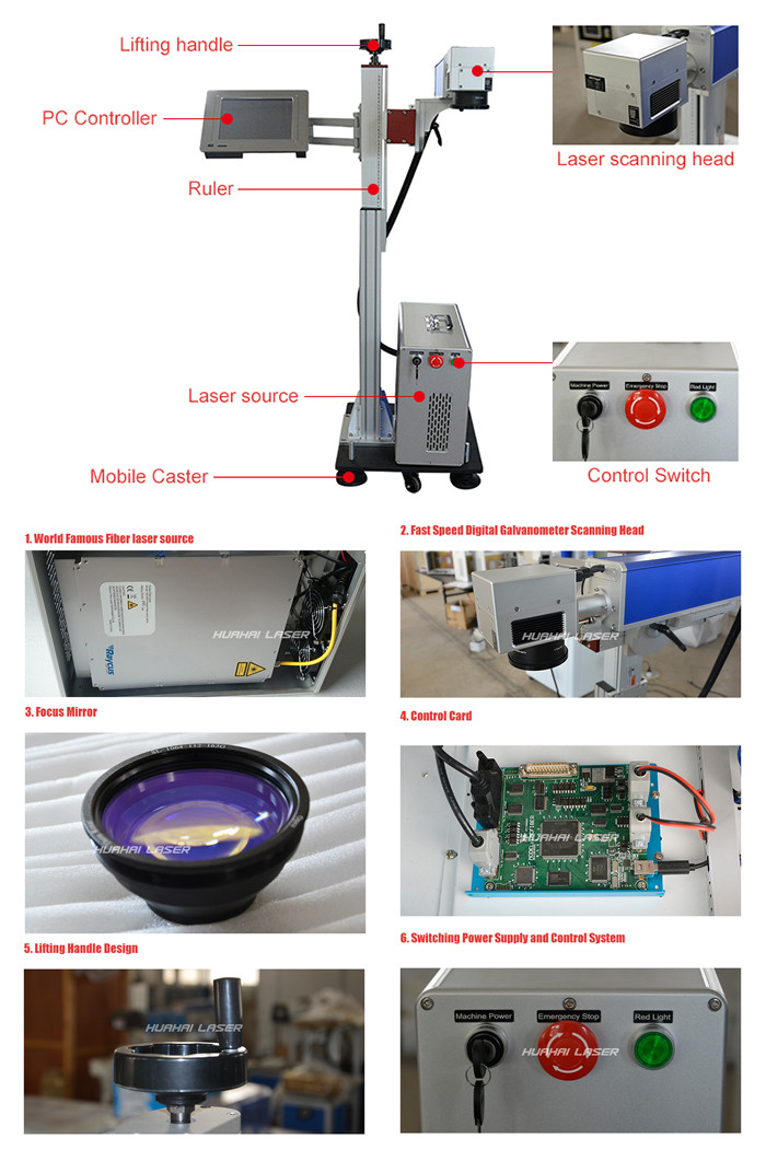Highly Effective Fly Laser Marking Machine With Conveyor Belt For Metal / Non - Metal
