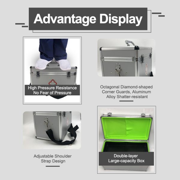 Aluminum Alloy Family First Aid Kit 2-Layer Medical Storage Box for Home Emergency