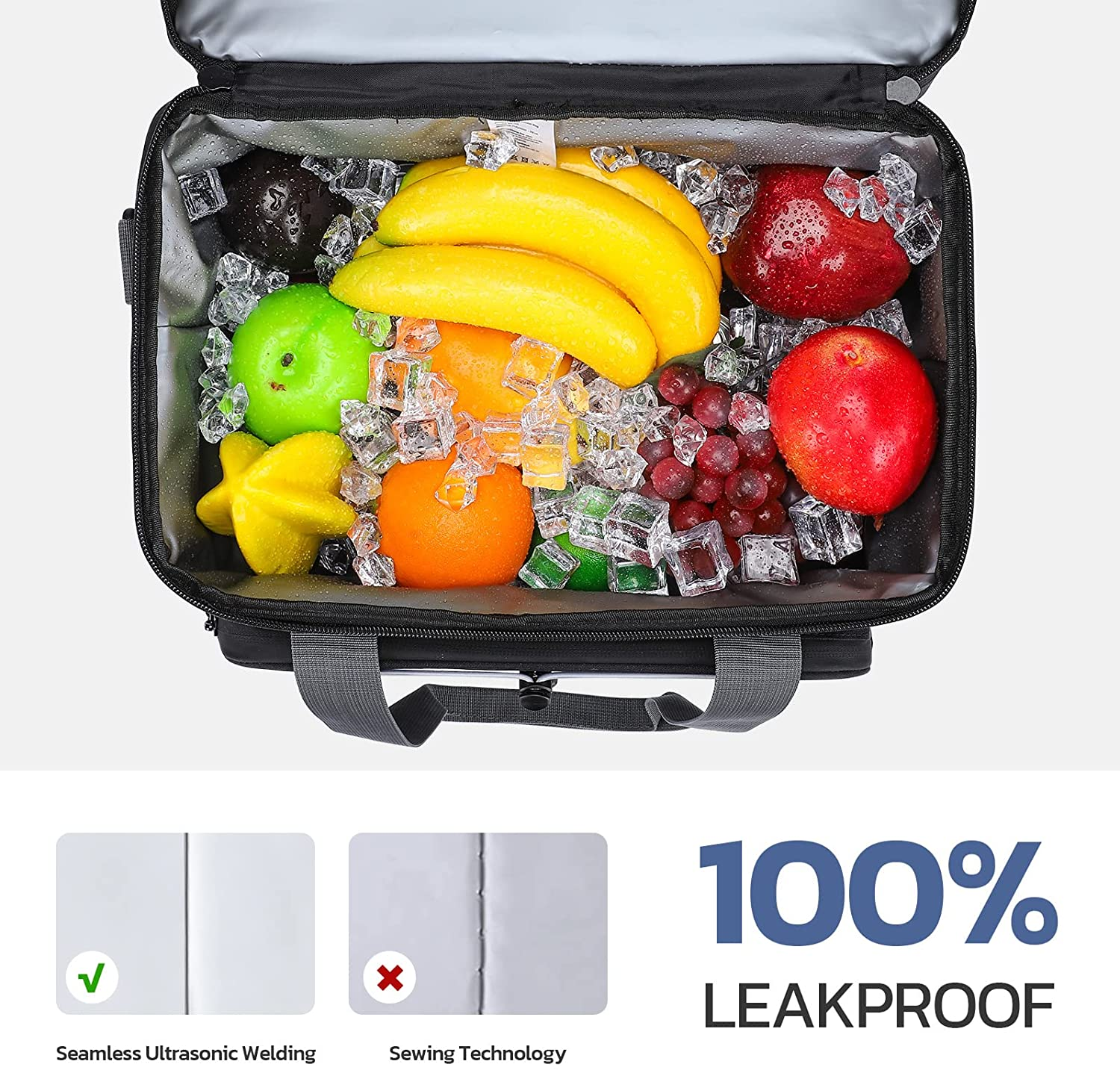 Double Decker Cooler Bag For Frozen Food Collapsible Insulated Cooler 27L