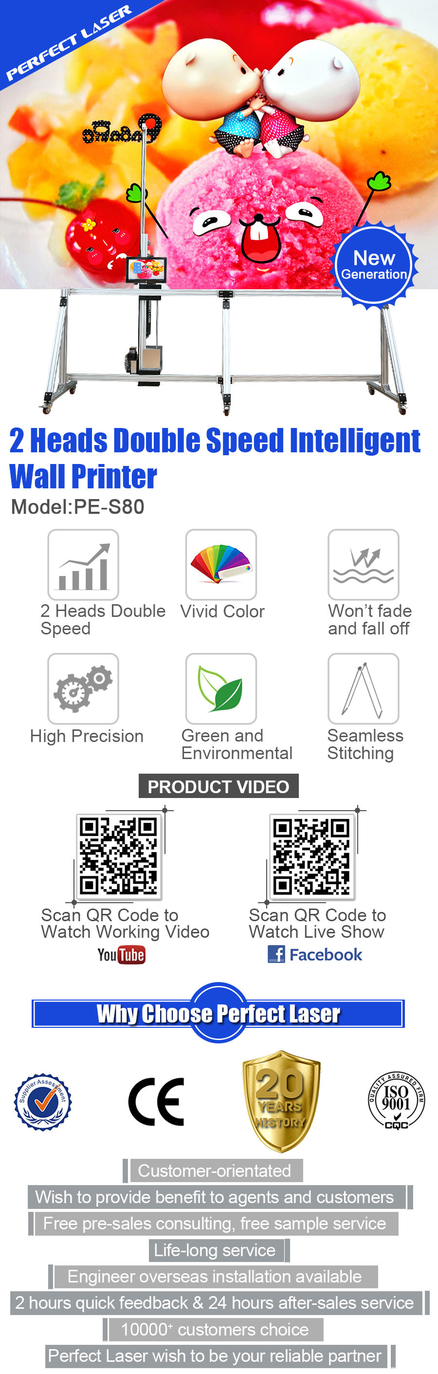 11.6 Inch Double Heads New Generation Intelligent Inkjet Printer For Wall Mural