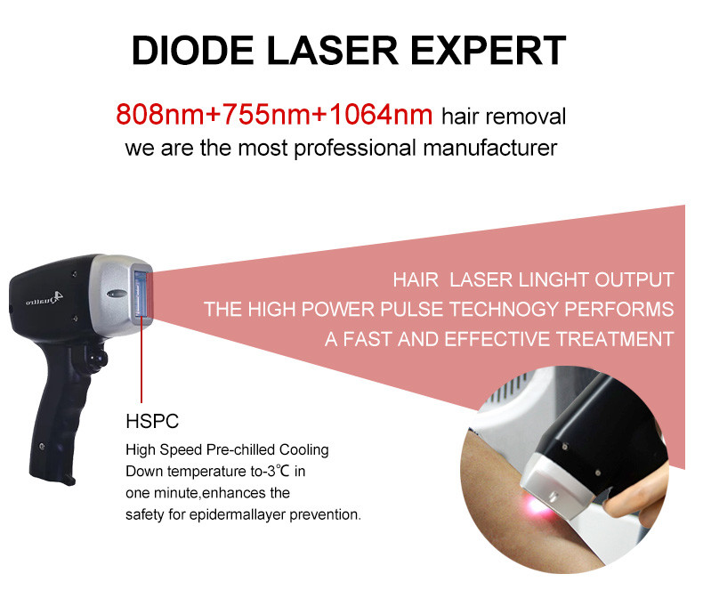 Water Cooling Diode Laser Hair Removal Machine Triple Waves