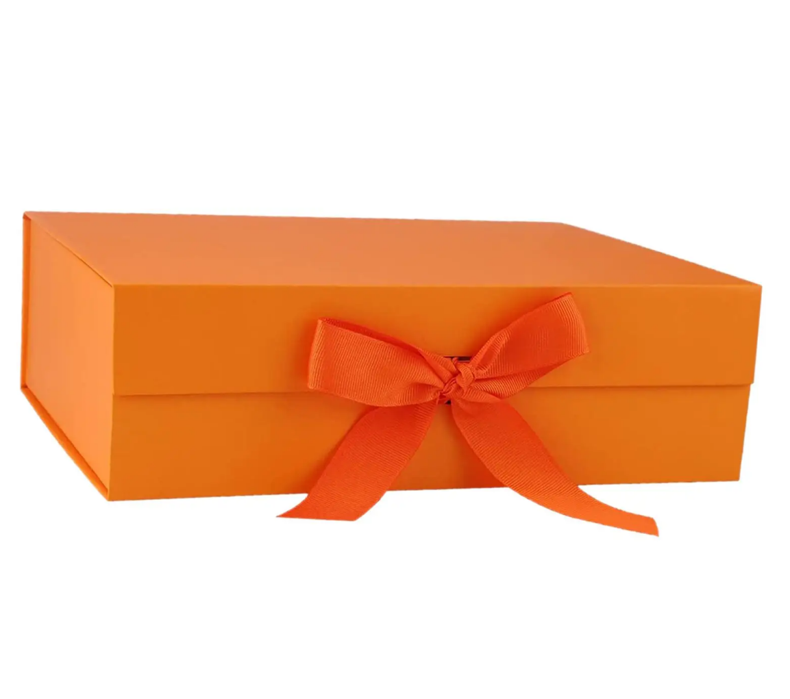 Elegant Customized Paper Packaging Boxes with Variable Color Ribbon and Magnetic Seal