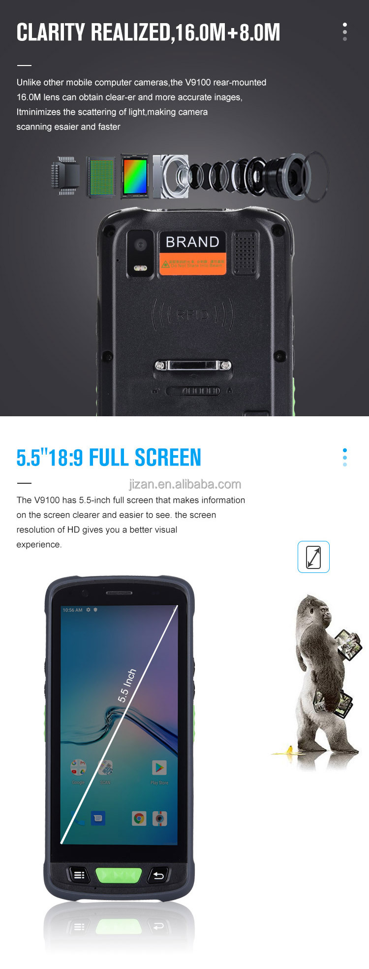 280g Handheld Computer 4G LTE Water Electronic QR Code Infrared Reader Android Meter Reading PDA
