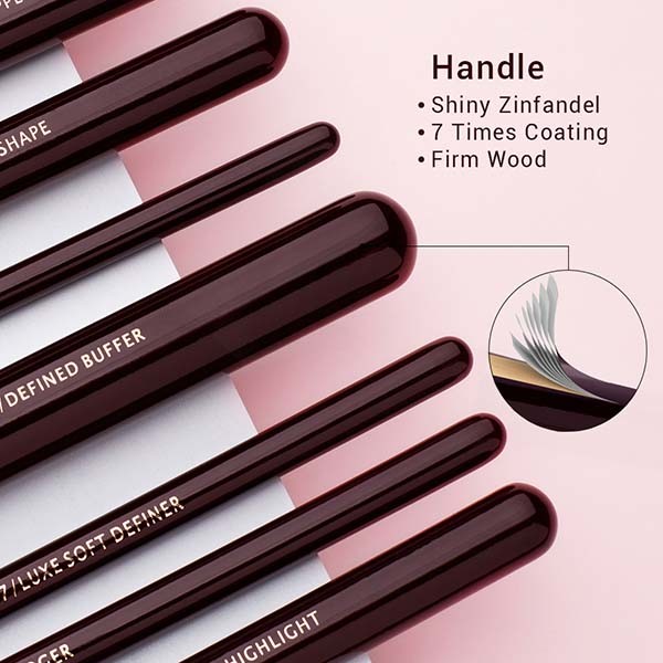 Natural Hair 5.6'' 6.9'' Pro Makeup Brushes Set Zinfandel Grape Color