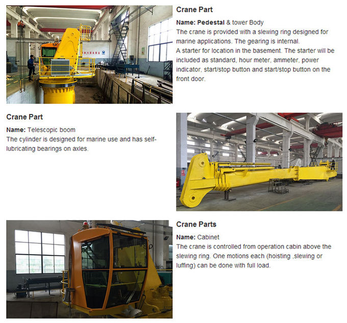 Ship Deck Hydraulic Telescopic Crane , Offshore Pedestal Crane With Fail Safe Brakes