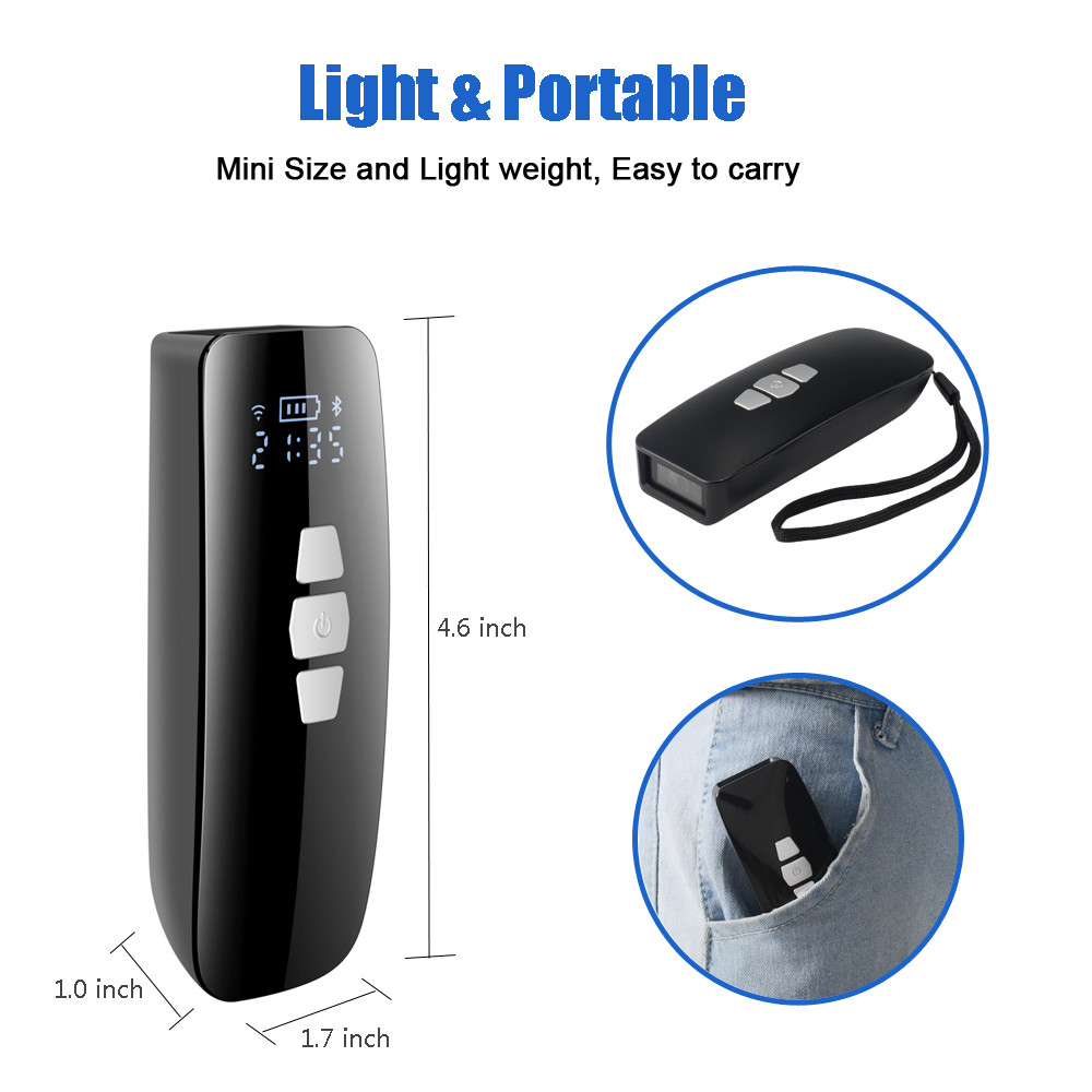 Bluetooth 1D Mini Barcode Scanner Portable For IPad IPhone PC Windows Android IOS