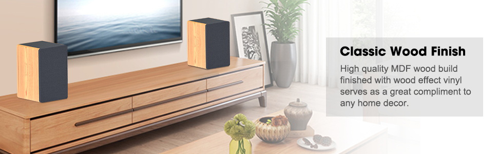 Hifi Active Bookshelf Speaker Wireless Portable Classic Wood Finish Style
