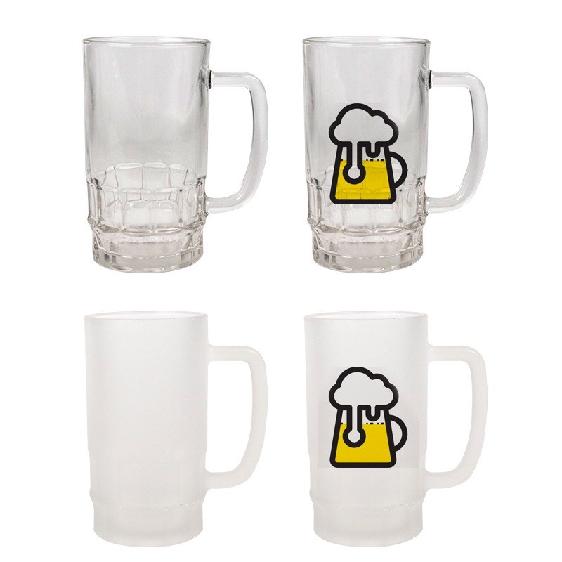 Round Blank Transparent Sublimation Glass Beer Mug 16oz And 22oz