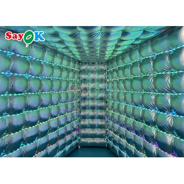 Photo Booth Decorations Advertising LED Light Inflatable Photo Booth V Sharp Silver Type Enclosure Tent