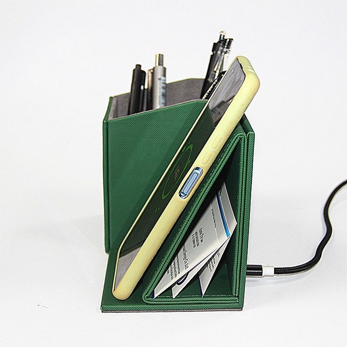 OEM Green Wireless Charging Pen Holder With Mobile Phone Holder