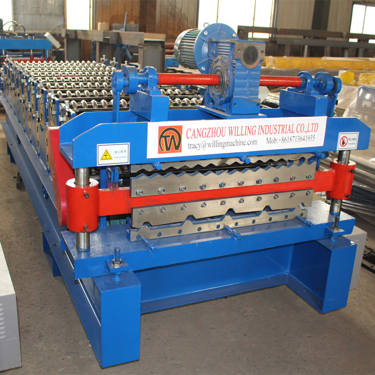 Glazed Tile Roof 0.25 Double Layer Roll Forming Machine Gearbox Drive Plc Control