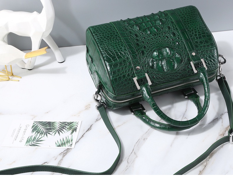 Fashion Lady Purse Genuine Crocodile Leather Women's Small Boston Bag Exotic Real Alligator Skin Female Zipper Handbag