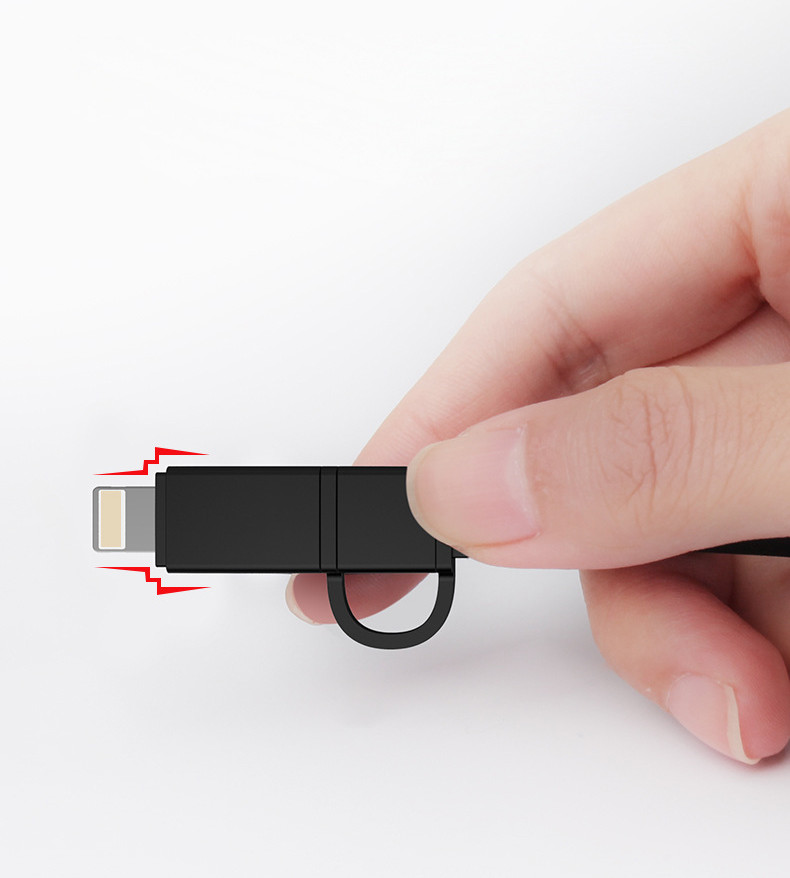 2 in 1 Fast Charging USB Data Cable for iPhoneX 6 7plus and Android rounded Retractable Micro USB Cable