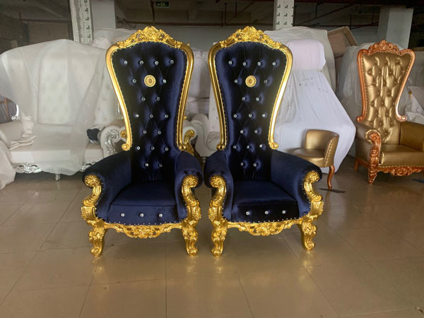 Gold Royal Sofa King And Queen Chairs For Wedding Rental Banquet Blue Black
