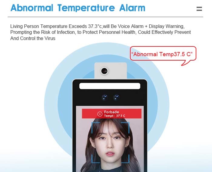 RGB Infrared 1.0m AI Face Recognition Temperature Measurement Terminal