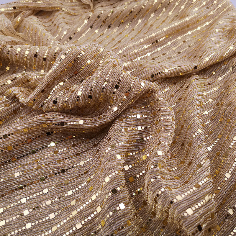 145gsm Knitted Glitter Metallic Sequin Fabric 145cm Evening Dress Material
